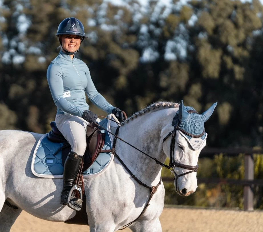 Equestrian Stockholm Ear Bonnet Stone Blue 2 Equestrian Stockholm Ear Bonnet Stone Blue - Image 2