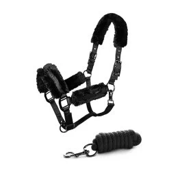 Equestrian Stockholm Fur Lined Hater And Lead Set TOTAL ECLIPSE