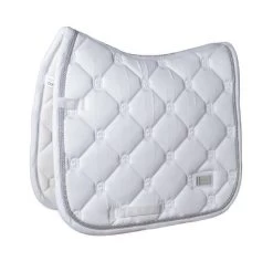 Equestrian Stockholm Dressage Saddle Pad White Perfection Silver Binding COB