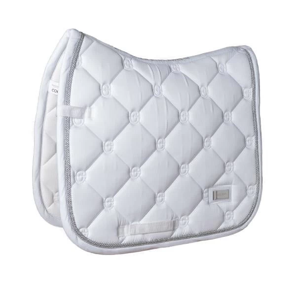 Equestrian Stockholm Dressage Saddle Pad White Perfection Silver Binding COB 1 Equestrian Stockholm Dressage Saddle Pad White Perfection Silver Binding COB